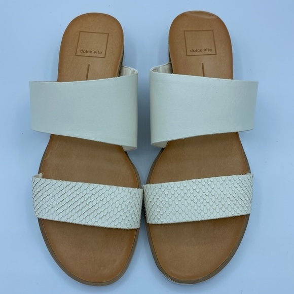 WHITE MULTI EMBOSSED LIZARD SLIDE SANDALS - Picture 2 of 4